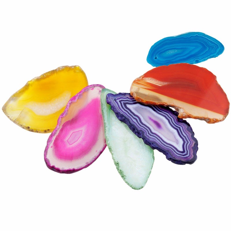 SUNYIK Top Drilled Agate Quartz Slice,Irregular Shapes,Assorted Random Color,Pack of 10 - Image 4